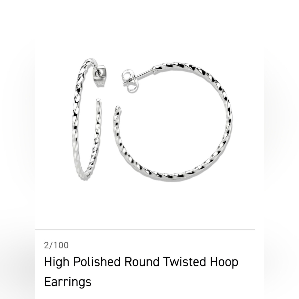 Polished Silver Twisted Hoop Earrings